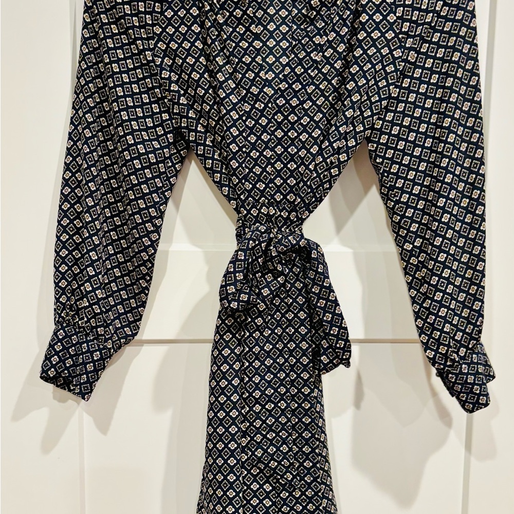 Banana Republic Navy Patterned Belted Dress | 6P